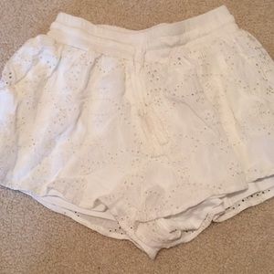 Lace flared shorts